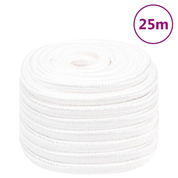 Corde de bateau vidaxl 20 mm 25 m polypropylène plein blanc