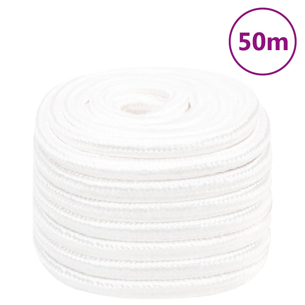 Corde de bateau vidaxl 20 mm 50 m polypropylène plein blanc
