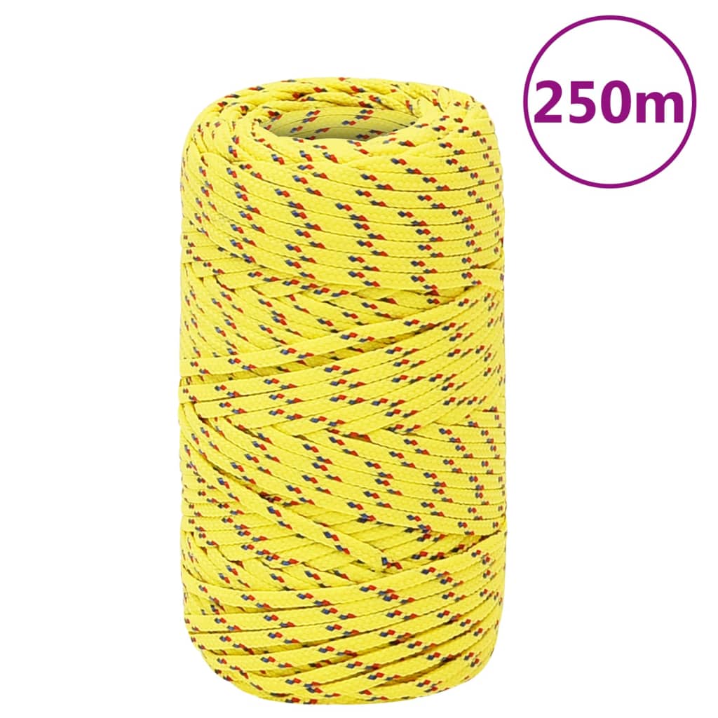 Corde de bateau vidaxl 2 mm 250 m en jaune en polypropylène