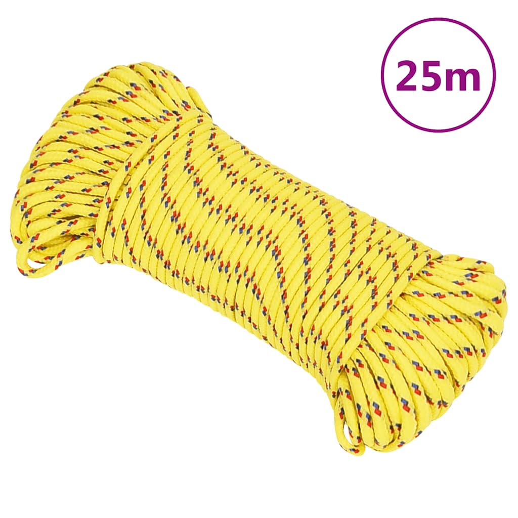 Corde de bateau vidaxl 4 mm 25 m en jaune en polypropylène