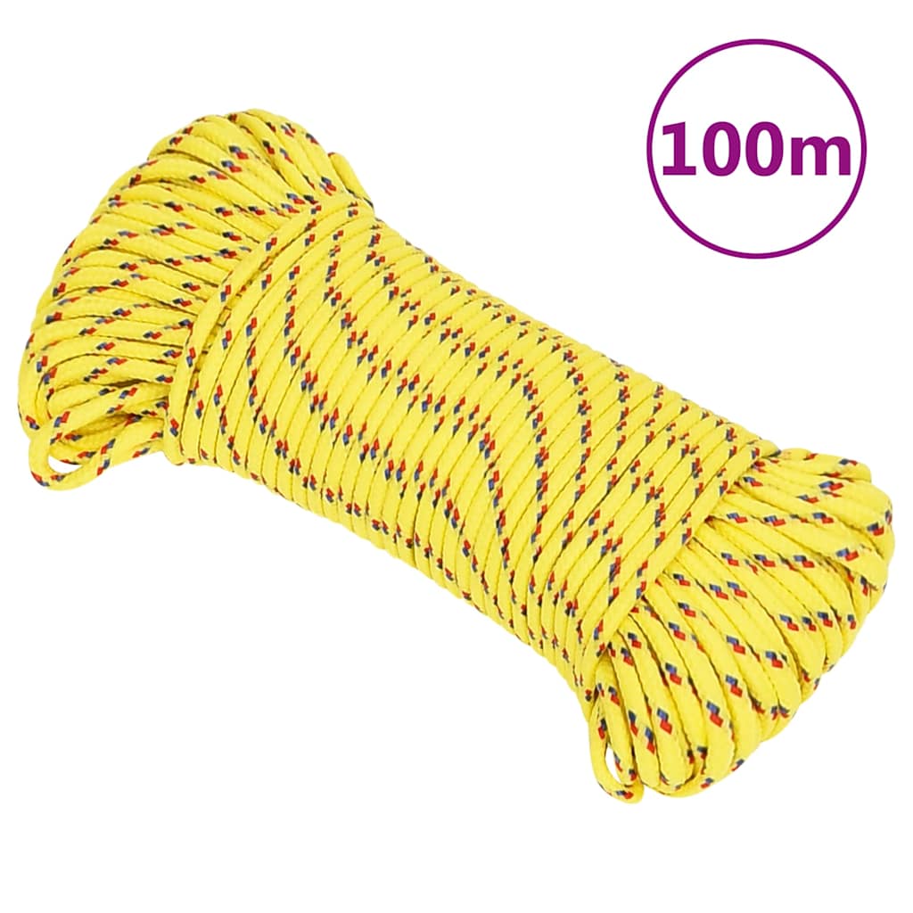 Corde de bateau vidaxl 5 mm 100 m en jaune en polypropylène