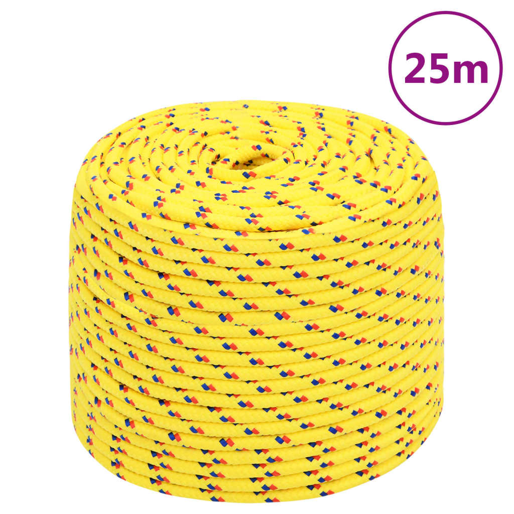 Corde de bateau vidaxl 10 mm 25 m en jaune en polypropylène