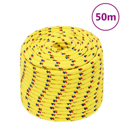 Corde de bateau vidaxl 12 mm 50 m en jaune en polypropylène
