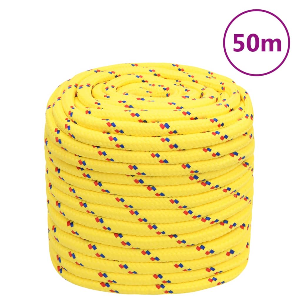 Corde de bateau vidaxl 16 mm 50 m en jaune en polypropylène