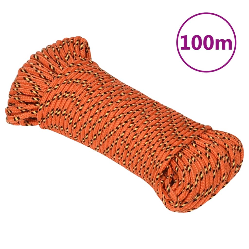 Corde de bateau vidaxl 4 mm 100 m en orange en polypropylène