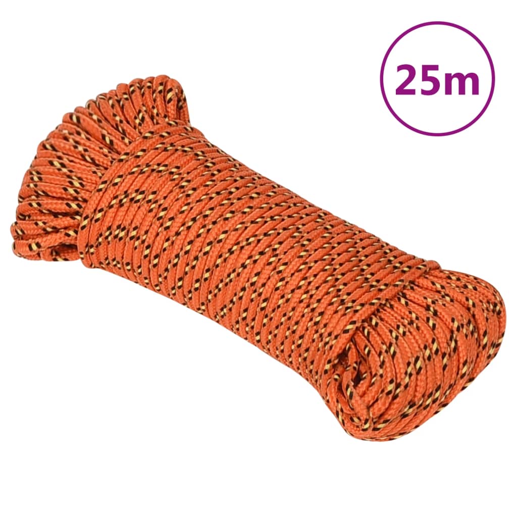 Corde de bateau Vidaxl 5 mm 25 m d'orange en polypropylène