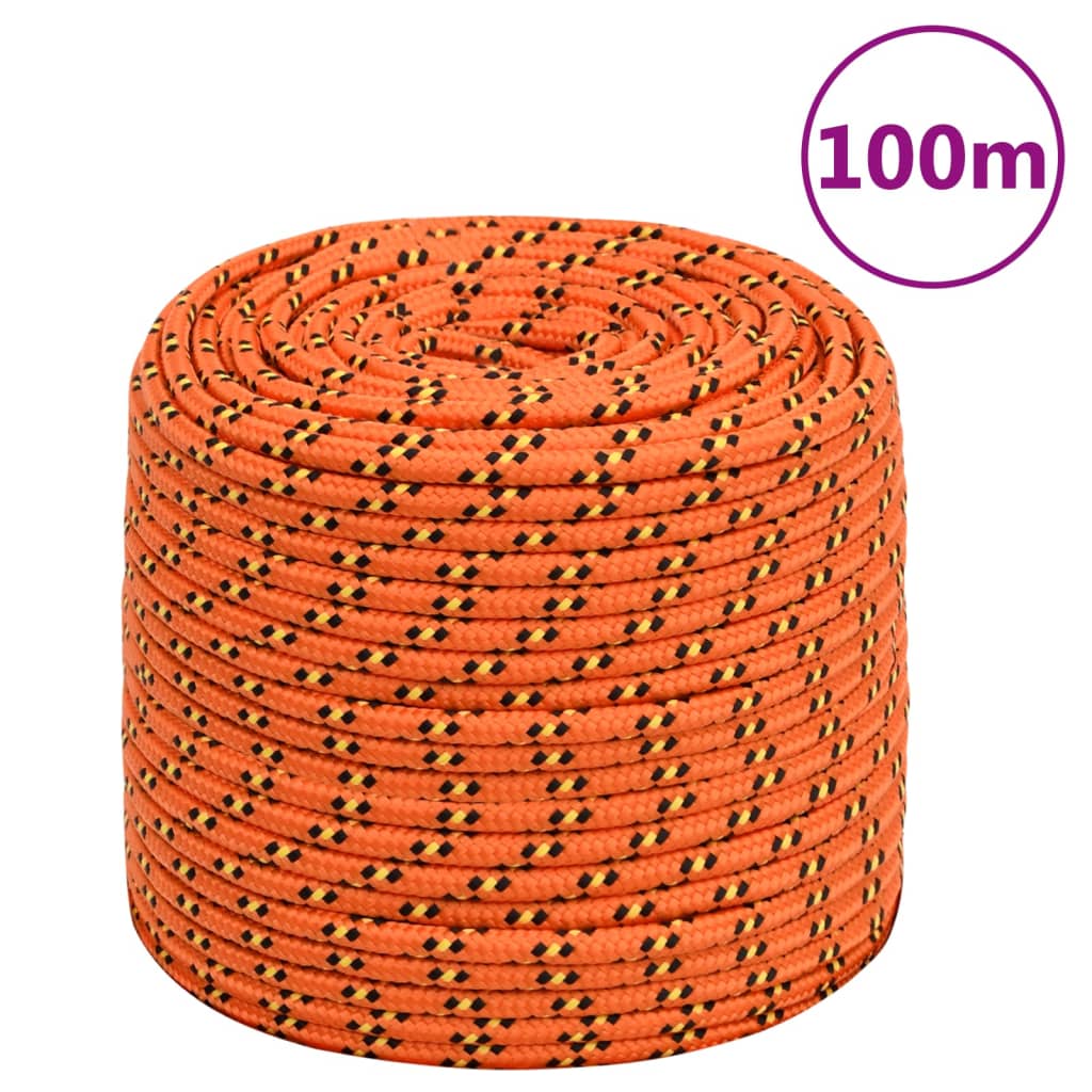 Corde de bateau vidaxl 8 mm 100 m en orange en polypropylène