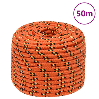 Corde de bateau vidaxl 12 mm 50 m en orange en polypropylène