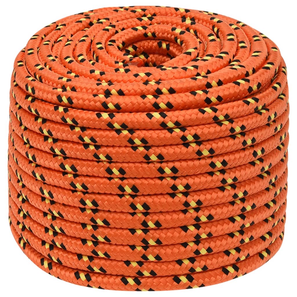 Corde de bateau vidaxl 12 mm 50 m en orange en polypropylène