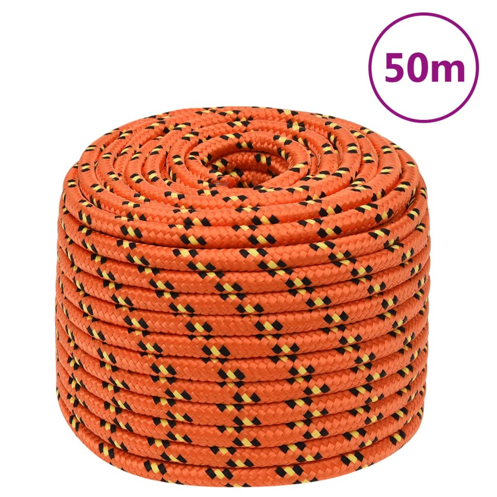 Corde de bateau vidaxl 14 mm 50 m en orange en polypropylène