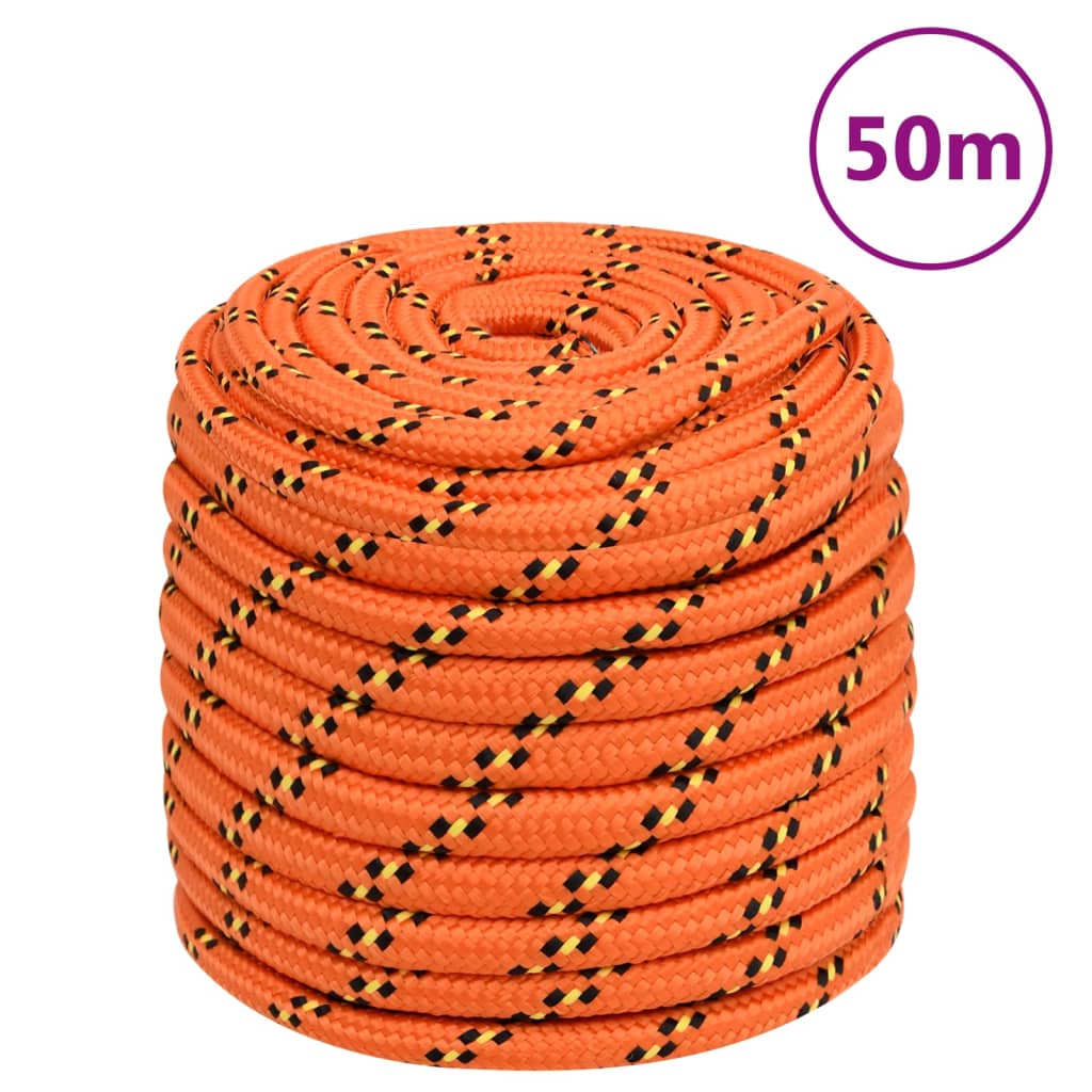 Corde de bateau vidaxl 16 mm 50 m d'orange en polypropylène
