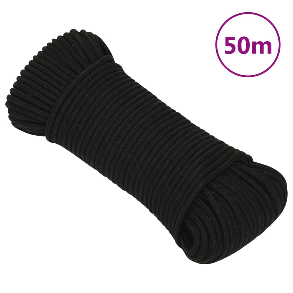 Vidaxl werkouw 4 mm 50 m polyester noir