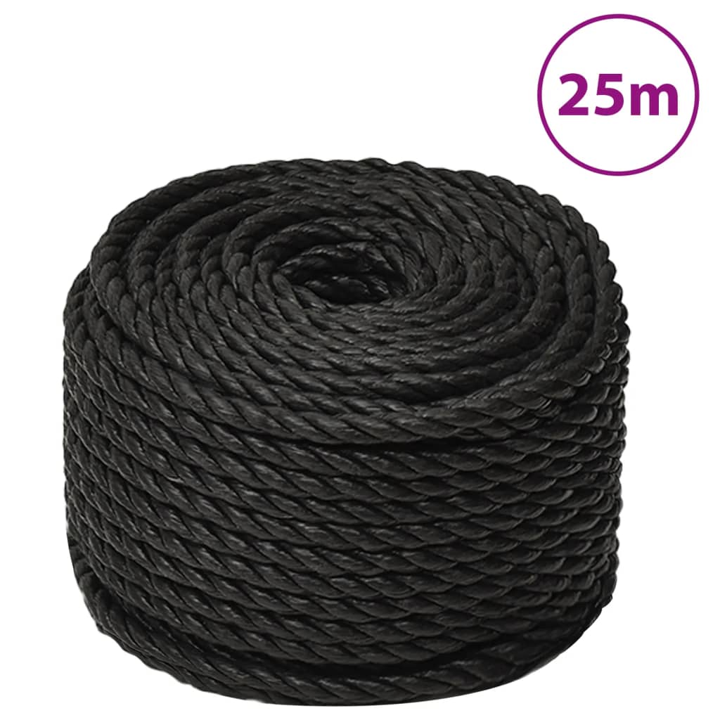 Vidaxl werkouw 12 mm 25 m de polypropène noir