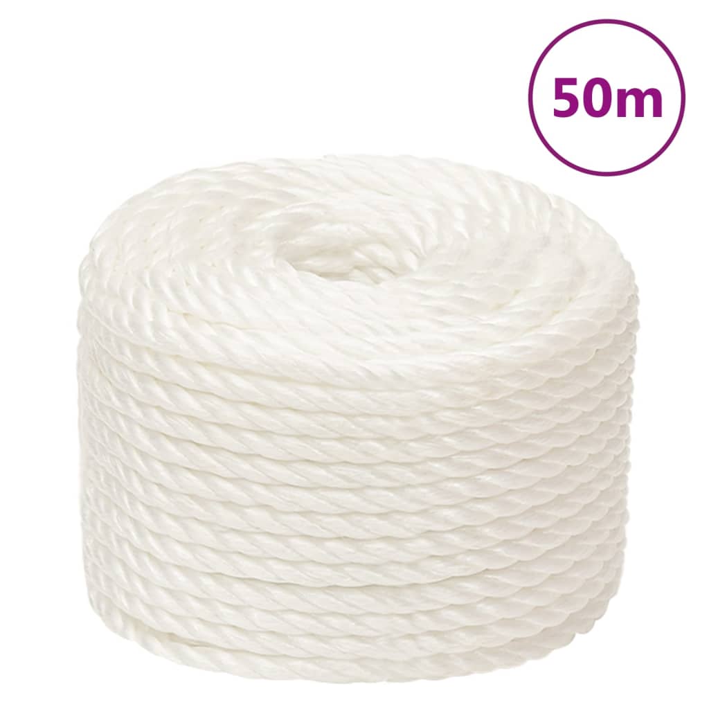 Vidaxl werkouw 10 mm 50 m de polypropène blanc
