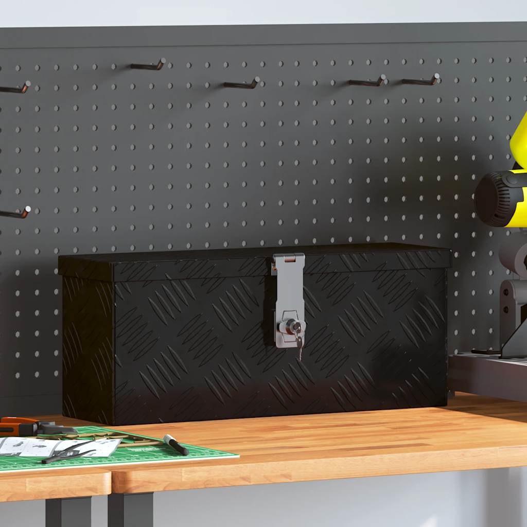 Boîte de rangement Vidaxl 50x15x20,5 cm en aluminium noir