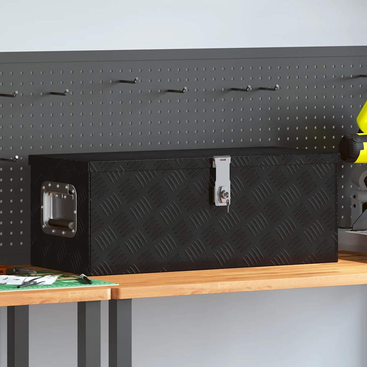 Boîte de rangement Vidaxl 70x31x27 cm en aluminium noir