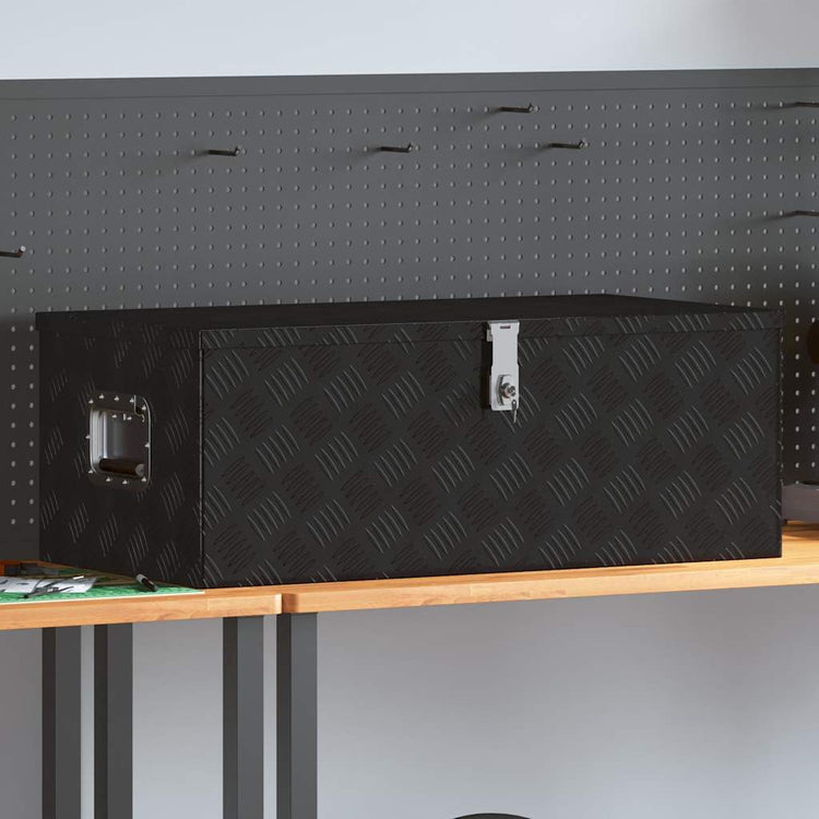 Boîte de stockage Vidaxl 90x47x33.5 cm en aluminium noir