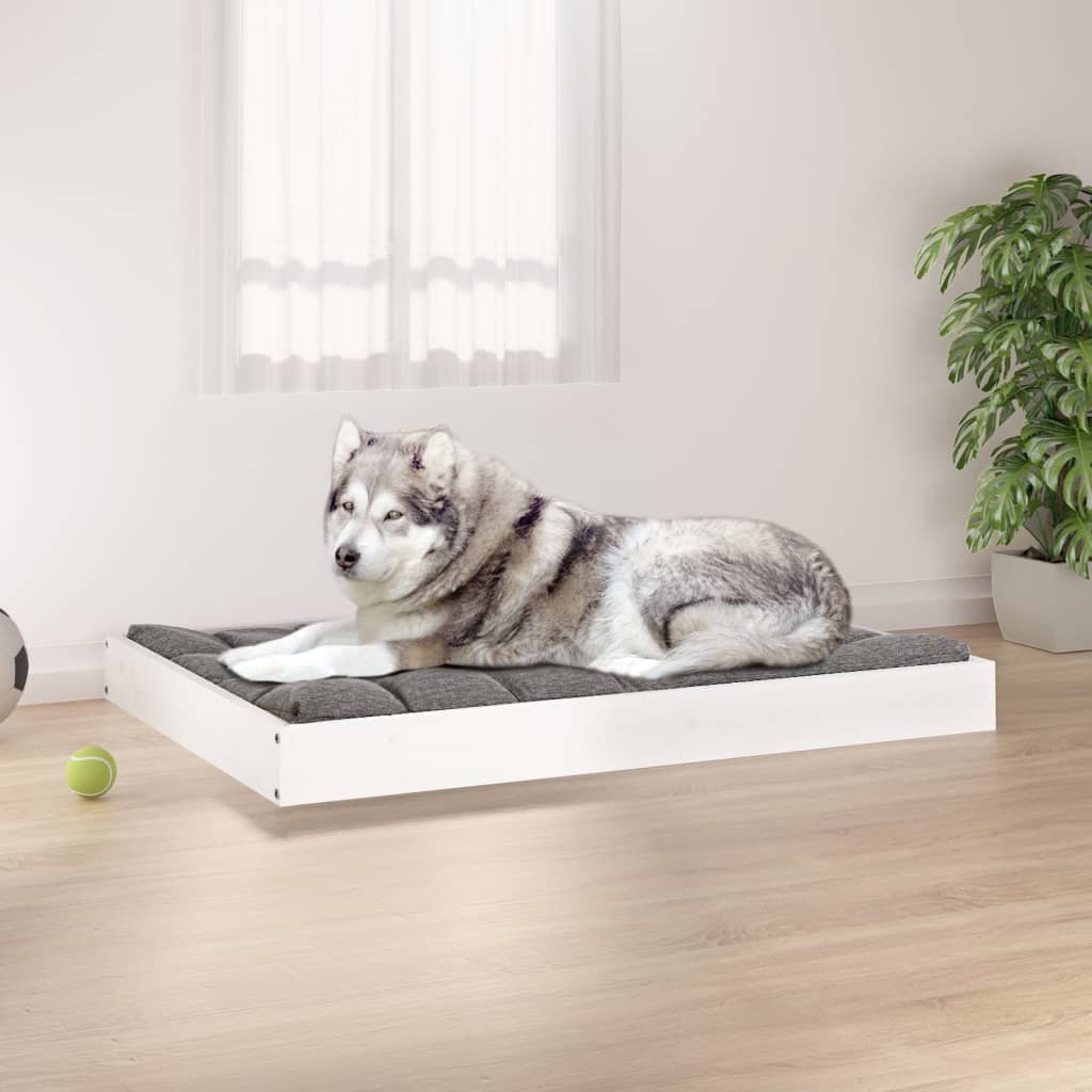 Vidaxxl lit pour chien 101,5x74x9 cm bois de pin massif blanc
