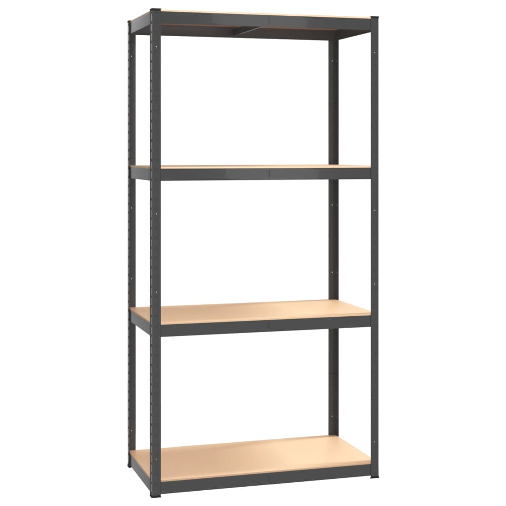Rack de stockage Vidaxl en acier à 4 couches et couleur anthracite en bois transformé