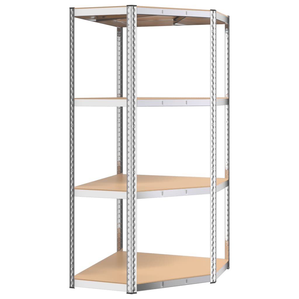 Vidaxl Corner Rack en acier à 4 couches et argent en bois transformé de couleur