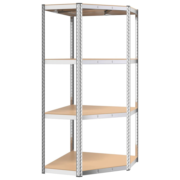 Vidaxl Corner Rack en acier à 4 couches et argent en bois transformé de couleur