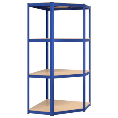 Vidaxl Hoekrek à 4 couches en acier et bleu en bois transformé