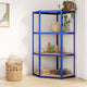 Vidaxl Hoekrek à 4 couches en acier et bleu en bois transformé