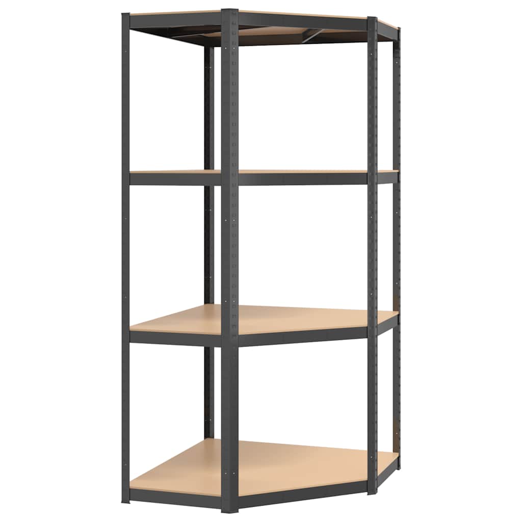 Rack de stockage Vidaxl en acier à 4 couches et couleur anthracite en bois transformé