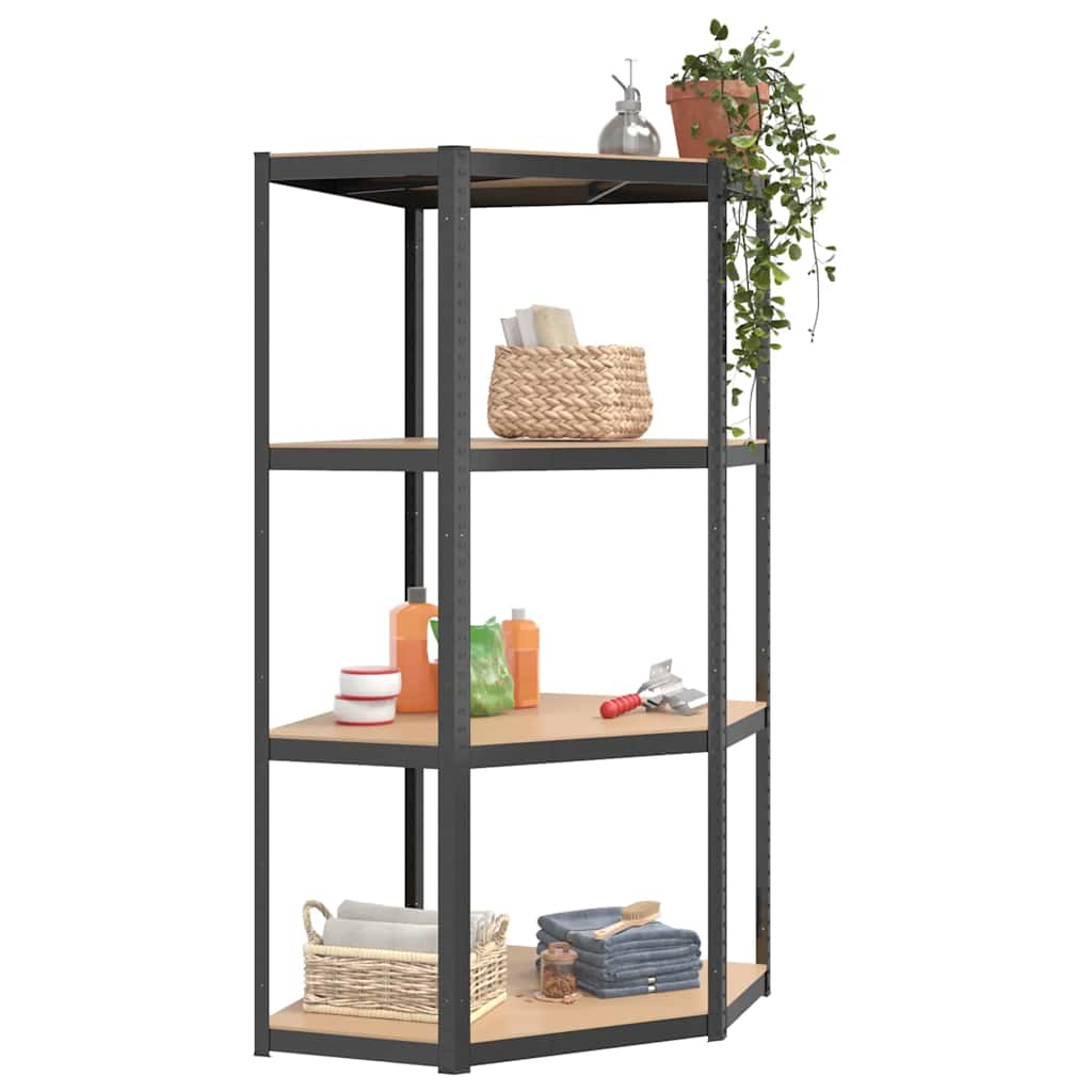 Rack de stockage Vidaxl en acier à 4 couches et couleur anthracite en bois transformé