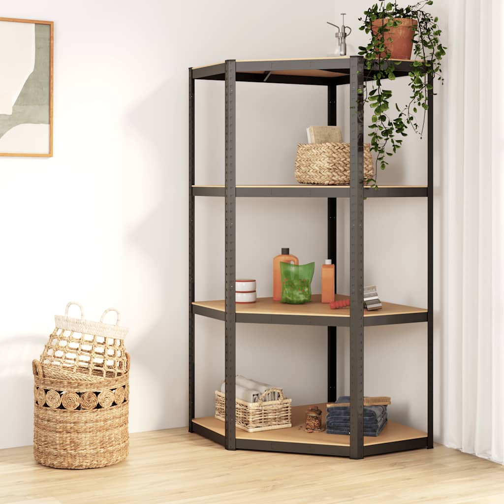 Rack de stockage Vidaxl en acier à 4 couches et couleur anthracite en bois transformé