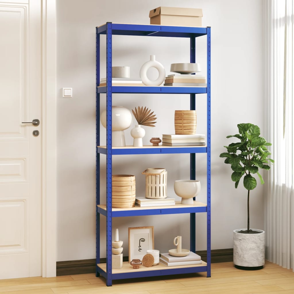 Vidaxl Storage Rack en acier à 5 couches Bleu en bois