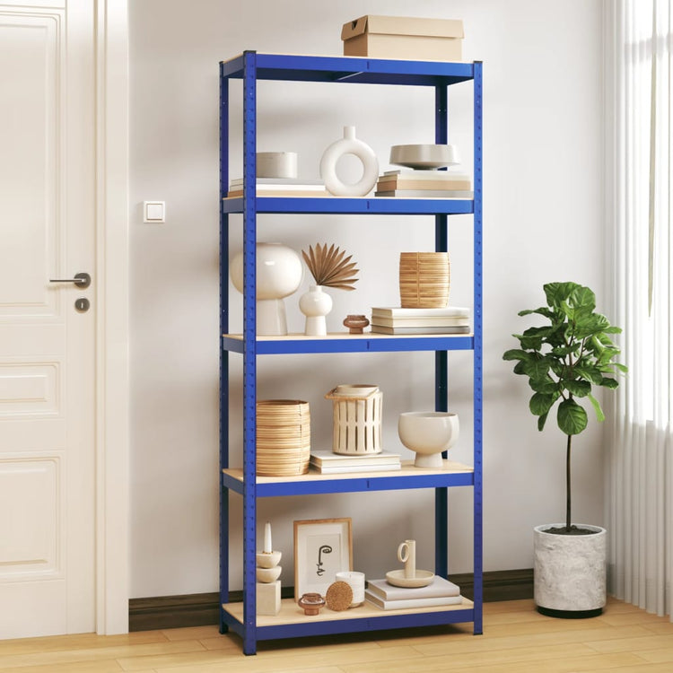 Vidaxl Storage Rack en acier à 5 couches Bleu en bois