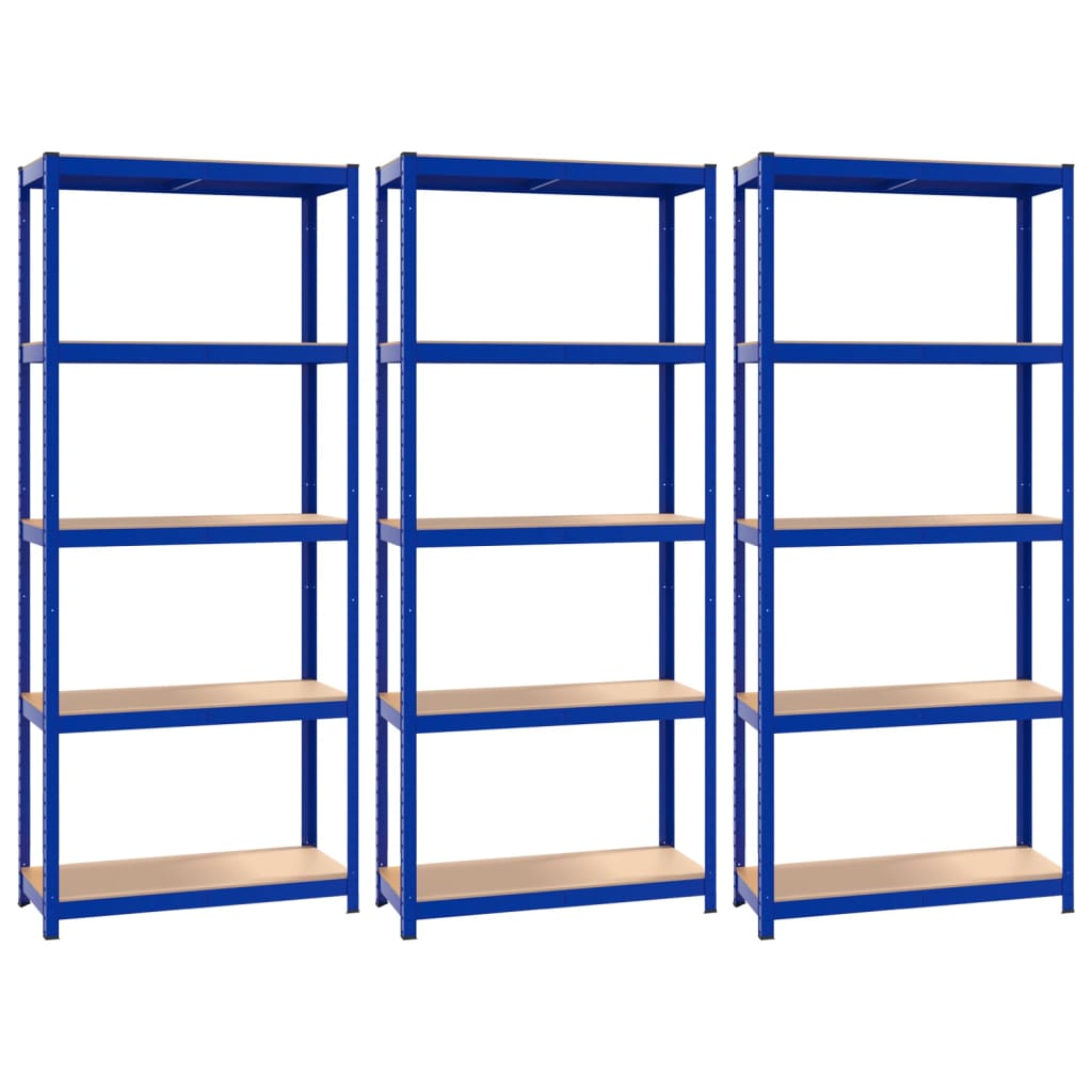 Racks de rangement Vidaxl 3 acier à 5 couches et bleu en bois transformé