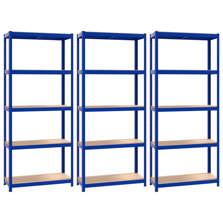 Racks de rangement Vidaxl 3 acier à 5 couches et bleu en bois transformé