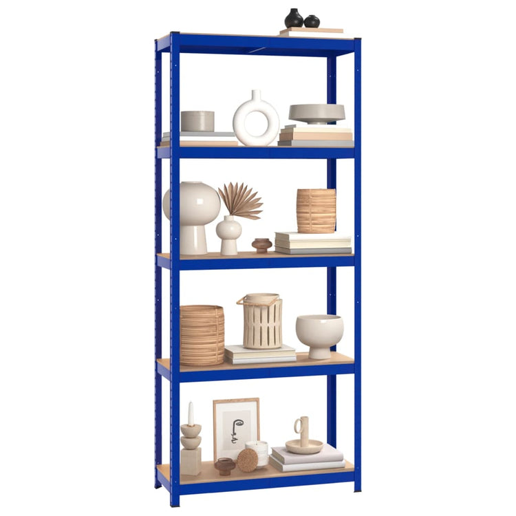 Racks de rangement Vidaxl 3 acier à 5 couches et bleu en bois transformé