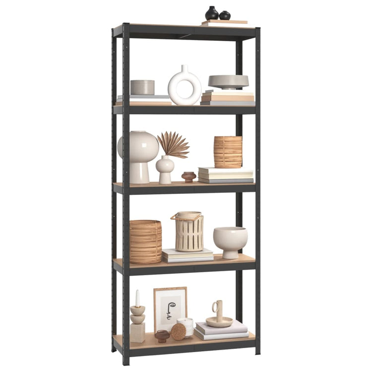 Racks de rangement Vidaxl 5 couches 3 st en acier en bois transformé en bois d'anthracite