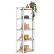 Vidaxl Corner Rack en acier à 5 couches et en bois transformé en argent coloré - afbeelding 3
