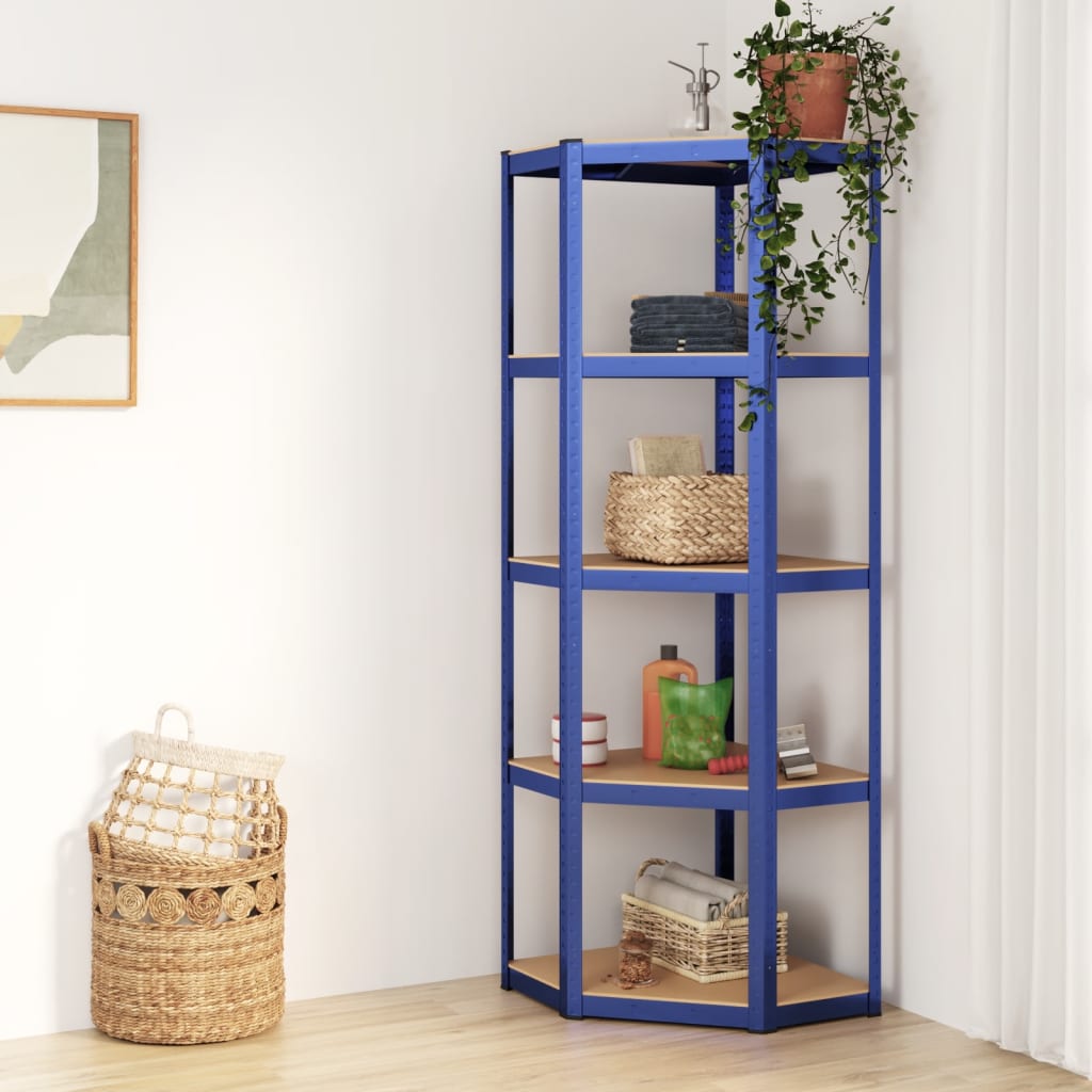Vidaxl Hoekrek 5 couches en acier et bleu en bois transformé