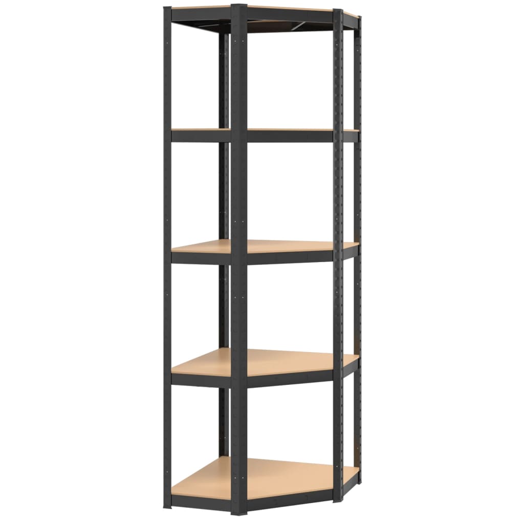 Vidaxl Hoekrek 5 couches en acier et en bois transformé en bois d'anthracite