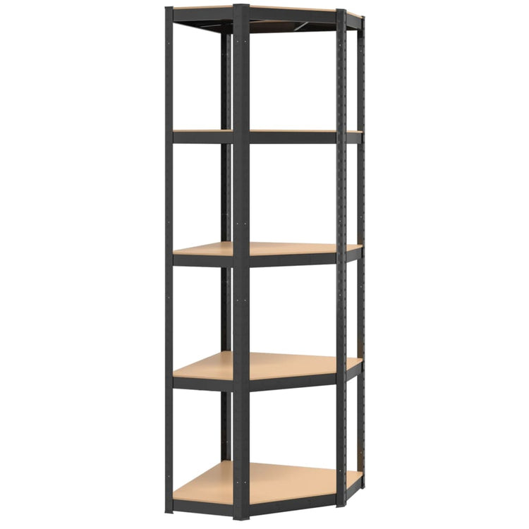 Vidaxl Hoekrek 5 couches en acier et en bois transformé en bois d'anthracite