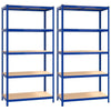 Vidaxl Storage Rack 5 coureurs 2 ST en acier Bleu en bois