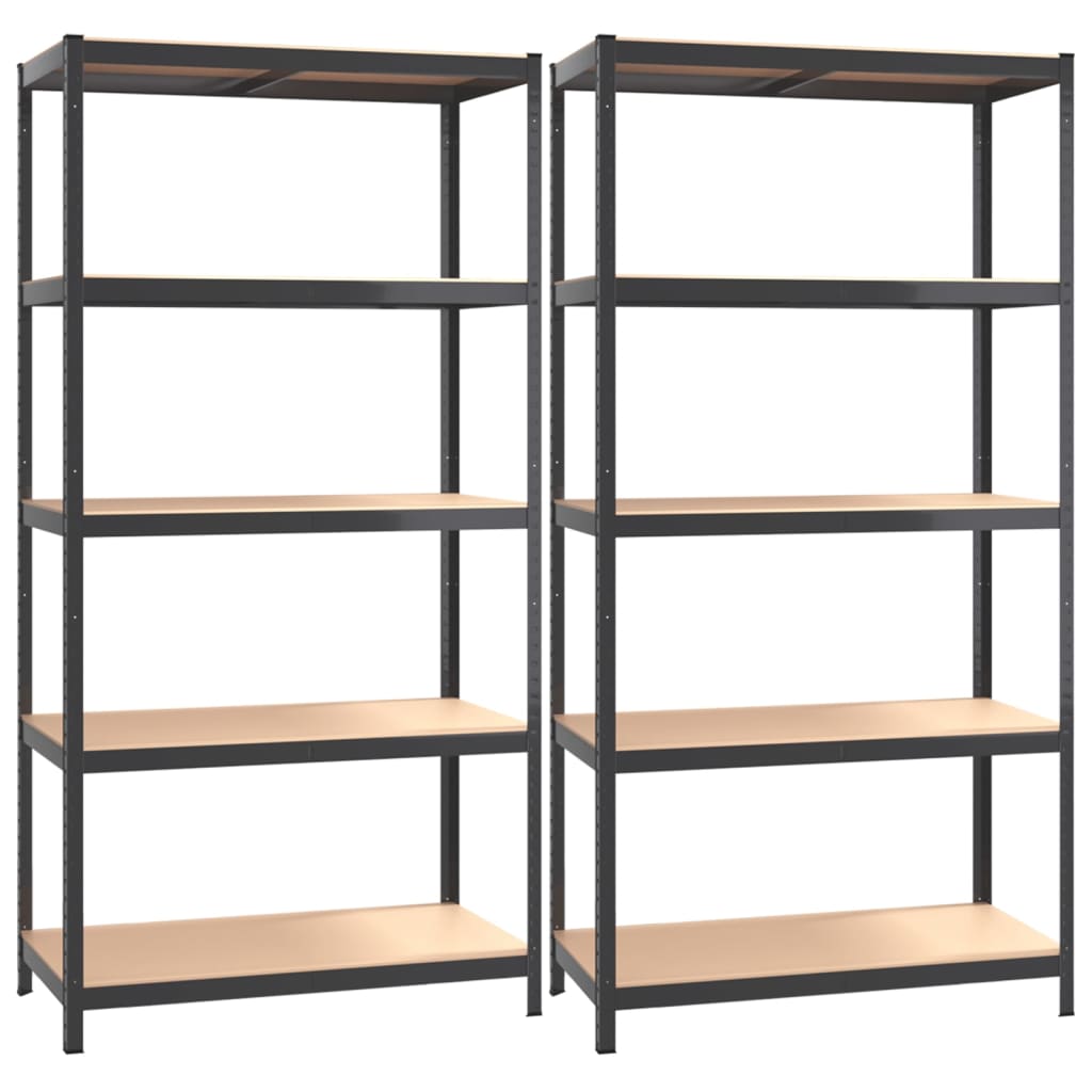 Racks de stockage Vidaxl 5 couches 2 st en acier en bois transformé en bois d'anthracite