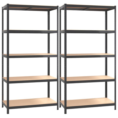 Racks de stockage Vidaxl 5 couches 2 st en acier en bois transformé en bois d'anthracite
