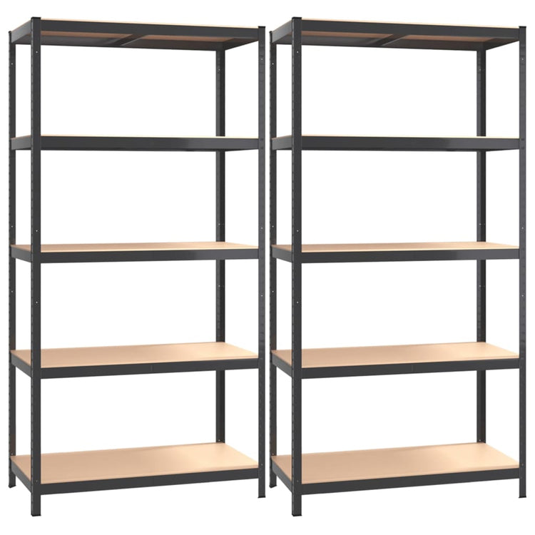 Racks de stockage Vidaxl 5 couches 2 st en acier en bois transformé en bois d'anthracite
