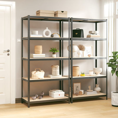 Racks de stockage Vidaxl 5 couches 2 st en acier en bois transformé en bois d'anthracite
