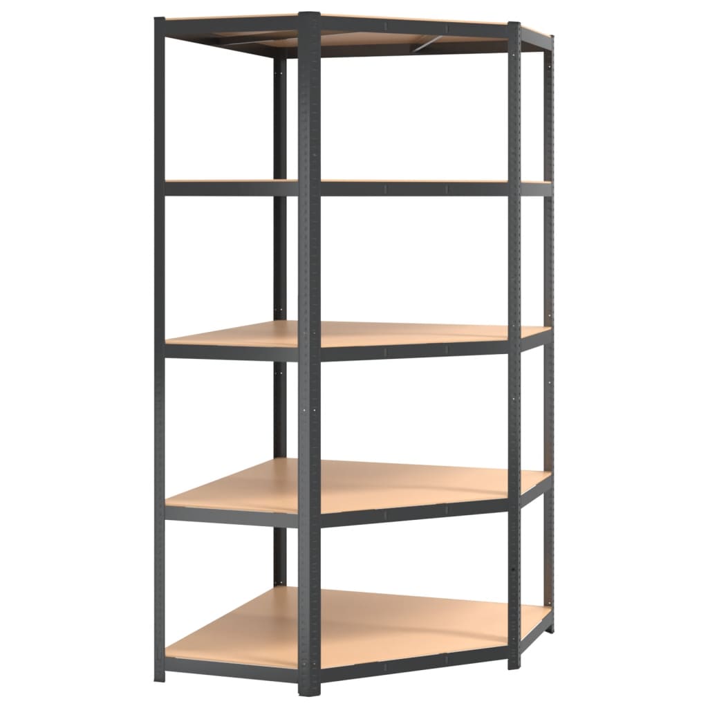 Vidaxl Hoekrek 5 couches en acier protégé en bois de couleur anthracite