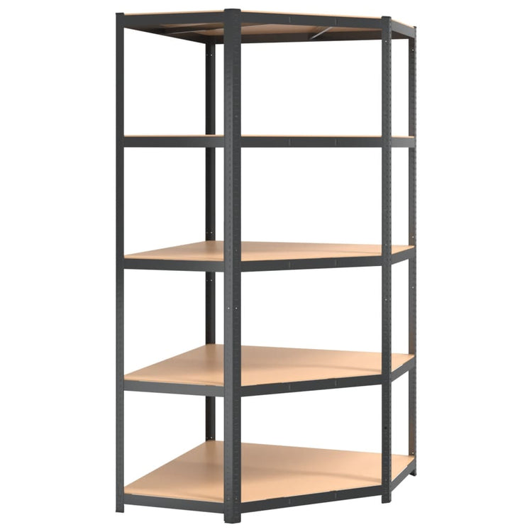 Vidaxl Hoekrek 5 couches en acier protégé en bois de couleur anthracite