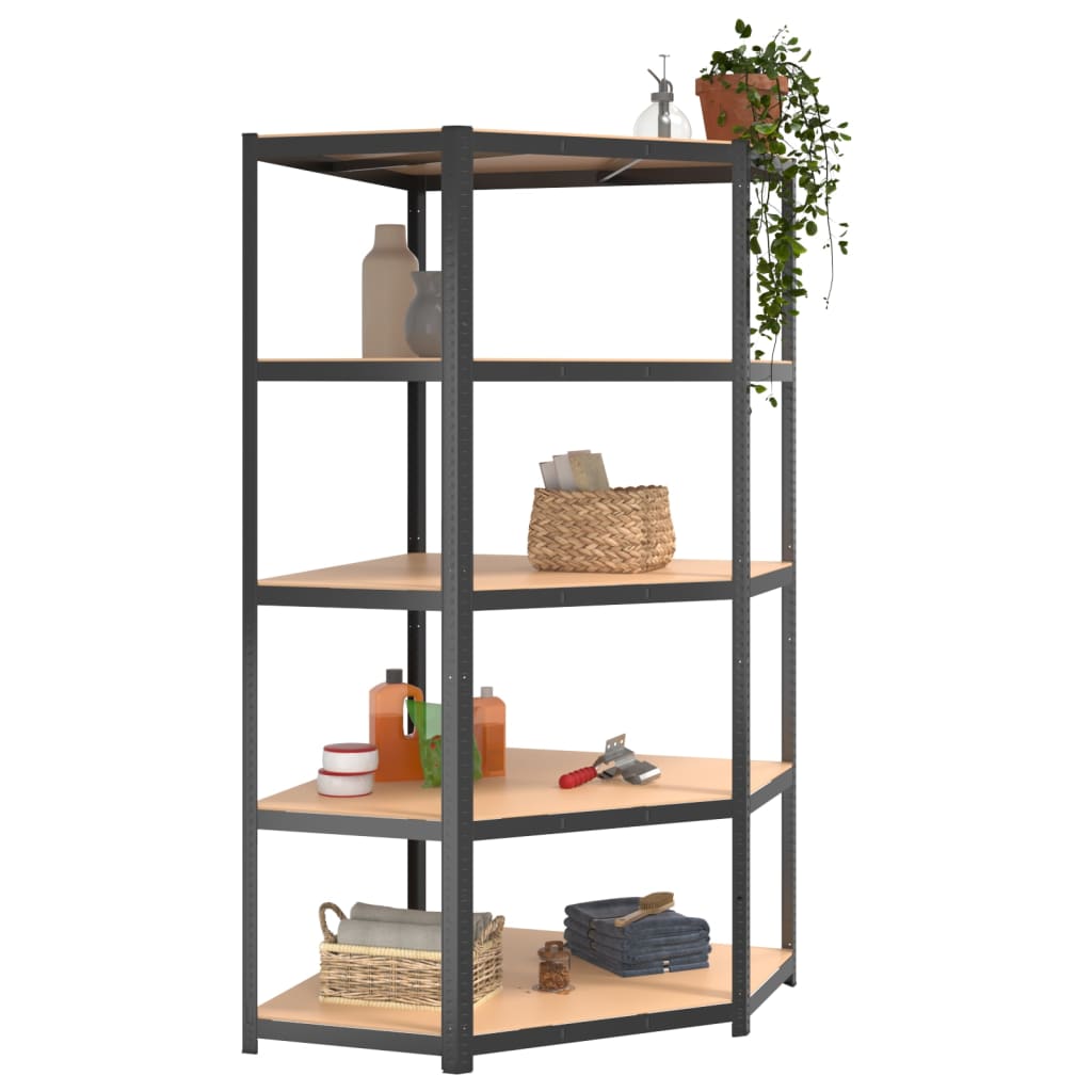 Vidaxl Hoekrek 5 couches en acier protégé en bois de couleur anthracite