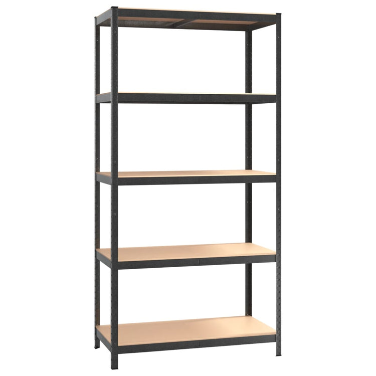 Rack de stockage Vidaxl en acier à 5 couches et gris en bois transformé