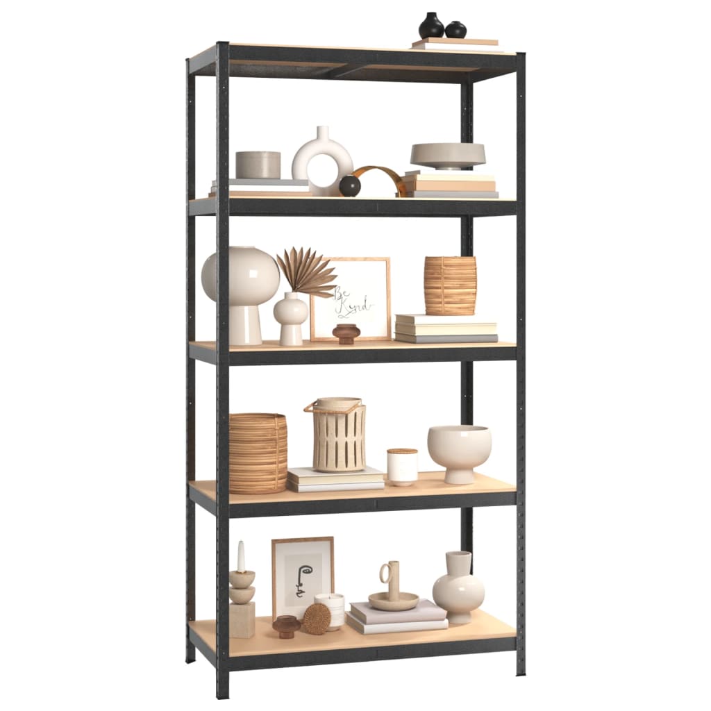 Rack de stockage Vidaxl en acier à 5 couches et gris en bois transformé